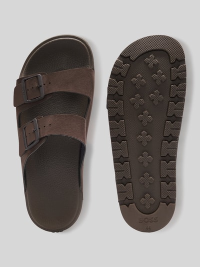 BOSS Sandalen mit zwei Riemen und Logo Details Dunkelbraun 5