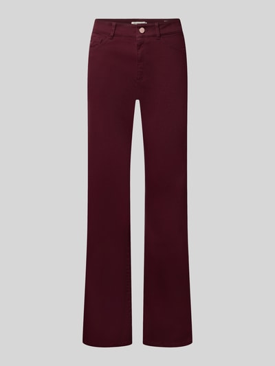 Produktfoto, Straight Fit Stoffhose im 5-Pocket-Design van Christian Berg Woman, bordeauxrood, met strass-steentjes, mix van katoen en viscose