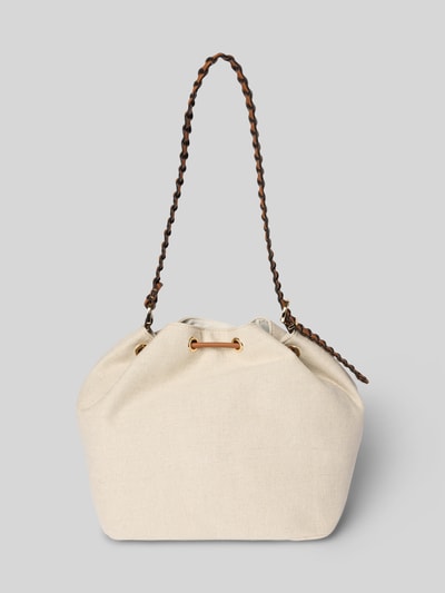 Produktfoto, Beuteltasche aus reinem Leinen von Tommy Hilfiger in Optik: Unifarben, Tunnelzug, Hauptfach, Logo-Applikation, Canvas, Schulterriemen