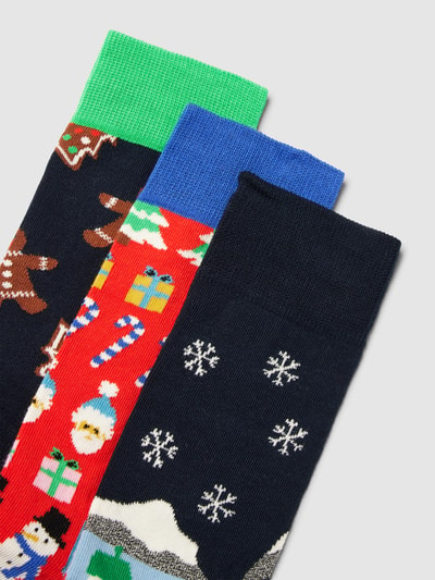 Happy Socks Kousen in een set van 3 paar, model 'XMAS GIFTBOX' Marineblauw - 2