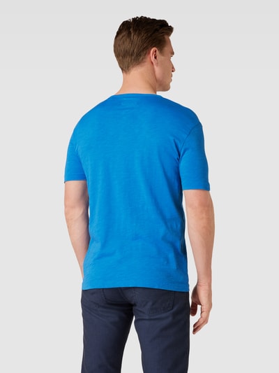 Marc O'Polo T-shirt z krótką listwą guzikową model ‘Serafino’ Oceaniczny 5