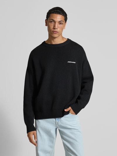 Pegador Oversized gebreide pullover met labelstitching Zwart - 4