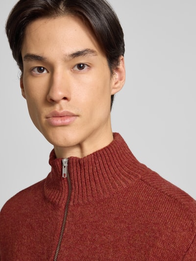 MCNEAL Strickpullover aus Lammwolle Dunkelrot Melange 3