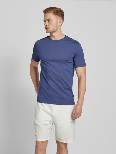 BOSS T-shirt met labelprint, model 'Thompson' Bleu - 4