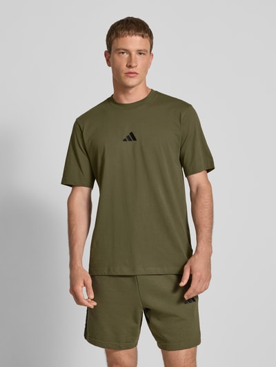 adidas Sportswear T-shirt met labelstitching en ronde hals Olijfgroen - 4