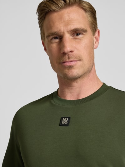 HUGO T-shirt z naszywką z logo model ‘Dalile’ Ciemnozielony 3