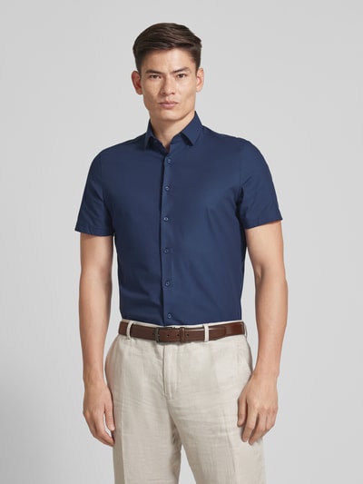 OLYMP Level Five Body fit zakelijk overhemd met 1/2-mouwen, model 'NEW YORK' Marineblauw - 4