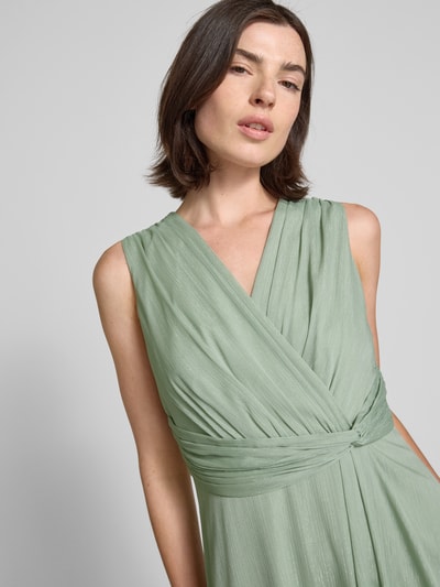 Christian Berg Cocktail Abendkleid in Wickel-Optik Khaki Melange 3