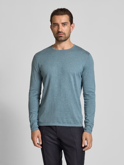 Christian Berg Men Regular fit pullover van puur katoen in gebreide look Metallic turquoise gemêlee - 4