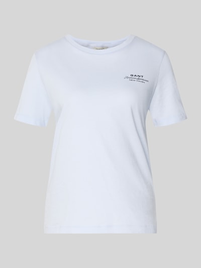 GANT T-shirt met labelprint en ronde hals Lichtblauw - 2