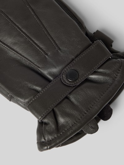 Barbour Handschuhe mit Druckknopfverschluss Modell 'Burnished' Dunkelbraun 2