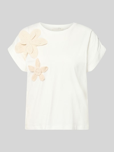 Produktfoto, T-Shirt mit Applikationen und Rundhalsausschnitt von Christian Berg Woman in Weiß, Reine Baumwolle, Regular-Fit, Rückenlänge 60 cm, Größe S