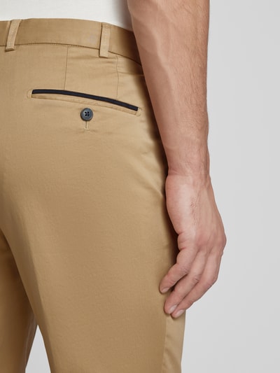 Hiltl Slim fit broek met persplooien, model 'PEAKER' Zand - 3