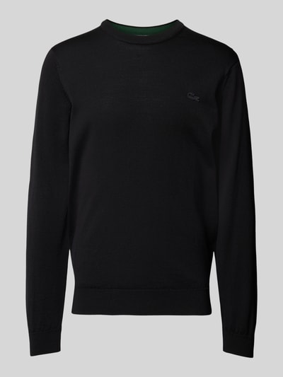 Lacoste Strickpullover aus reiner Wolle mit Logo-Patch Black 2