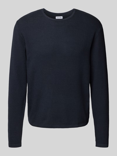 Jack & Jones Gebreide pullover met geribde ronde hals, model 'GEORGE' Marineblauw - 2