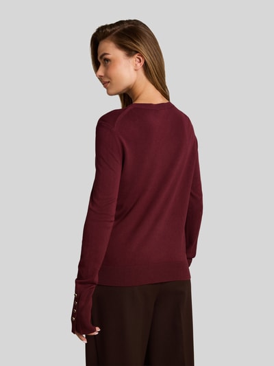 Tom Tailor Pullover van mix van viscose met knoopdetails aan de mouw Bordeaux - 5