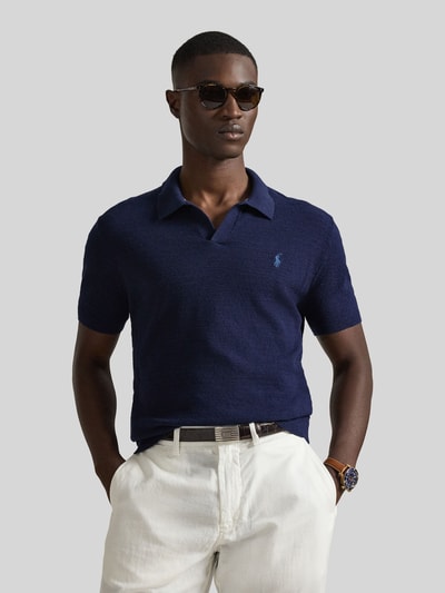 Polo Ralph Lauren Koszulka polo z mieszanki bawełny i lnu, krój regular fit Ciemnoniebieski 4