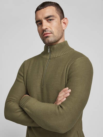 SELECTED HOMME Strickpullover mit gerippten Abschlüssen Modell 'AXEL' Oliv 3