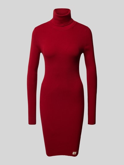 Calvin Klein Jeans Knielanges Strickkleid mit Rollkragen Bordeaux 2