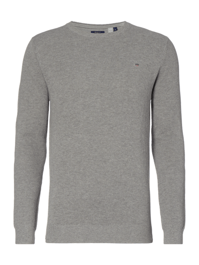 Gant Pullover aus Baumwolle mit Rundhalsausschnitt Hellgrau Melange 1