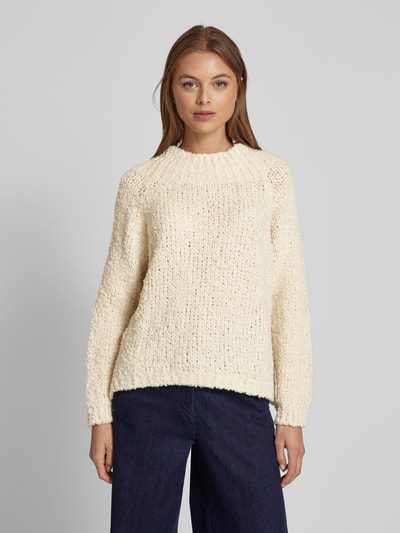 ZABAIONE Strickpullover mit gerippten Abschlüssen Beige 4