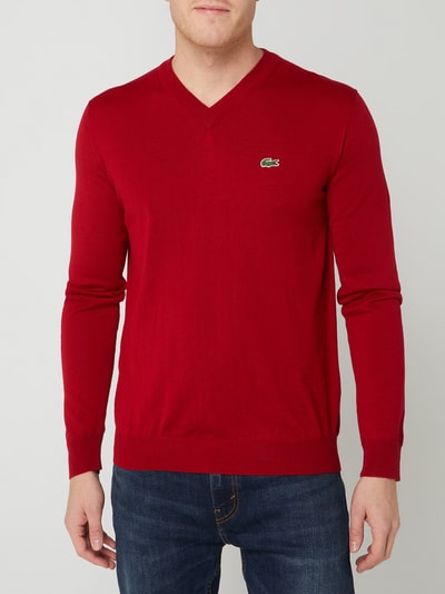 Lacoste Pullover van wolmix  Bordeaux - 4