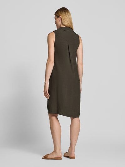OPUS Knielanges Kleid aus Viskose-Leinen-Mix Modell 'Wika' Khaki 5