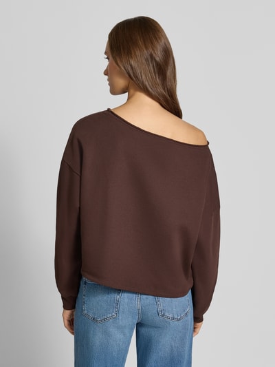 REVIEW relaxed fit sweatshirt met viscose Donkerbruin - 5