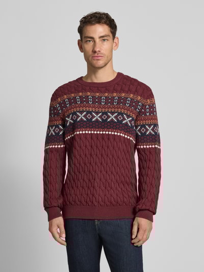 MCNEAL Strickpullover mit gerippten Abschlüssen Bordeaux 4