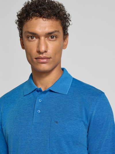 Christian Berg Men Regular fit poloshirt in design met lange mouwen Oceaanblauw - 3