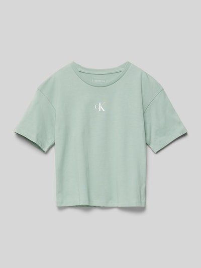 Calvin Klein Jeans T-shirt z nadrukiem z logo Ciemnozielony melanż 1