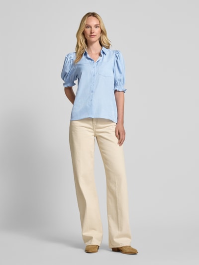 ICHI Regular fit overhemdblouse van viscosemix, model 'PIPER' Lichtblauw - 1