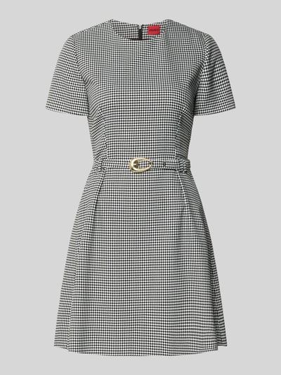 HUGO Sukienka etui taliowana z mieszanki wiskozy model ‘KIMISE’ Czarny 2