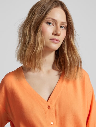 Vero Moda Bluzka z mieszanki wiskozy i lnu z dekoltem w serek model ‘JESMILO’ Pomarańczowy 3