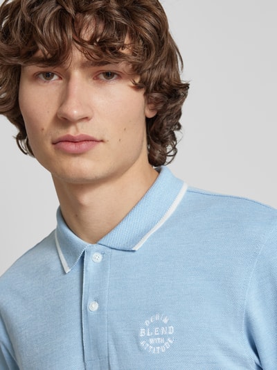 Blend Regular fit poloshirt met ribboorden, model 'NATE' Blauw - 3