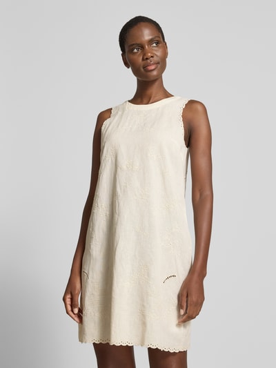 Jake*s Casual Minikleid aus Leinen-Mix mit Lochstickerei Beige 4