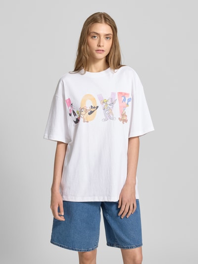 Review Oversized T-Shirt mit Motiv-Print Weiss 4