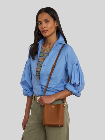Lauren Ralph Lauren Torba na ramię z naturalnej skóry z odpinanym paskiem na ramię Koniakowy 1