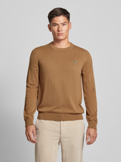 Lacoste Regular Fit Strickpullover mit Logo-Patch Beige 4