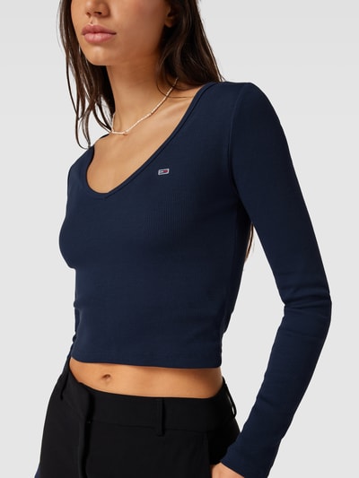 Tommy Jeans Cropped Longsleeve mit Logo-Stitching Modell 'BABY' Marine 3