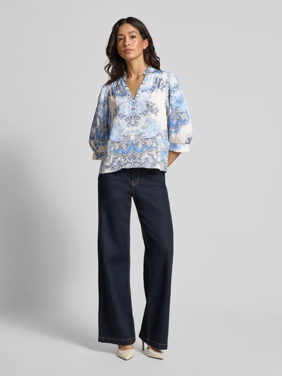 Neo Noir Overhemdblouse met knoopsluiting, model 'Roselle' Blauw - 1