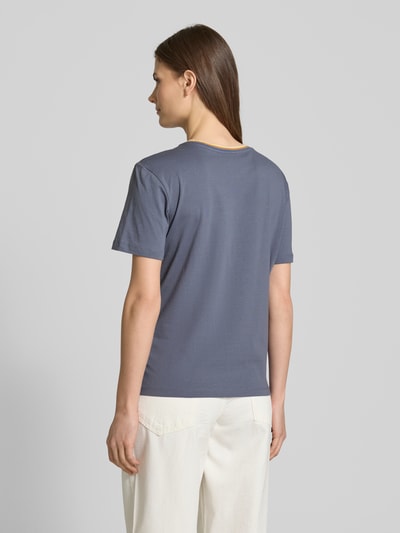 Jake*s Casual T-Shirt mit geripptem Rundhalsausschnitt Jeansblau 5