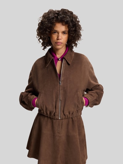 HUGO Relaxed Fit Jacke aus echtem Ziegenvelours Hellbraun 4
