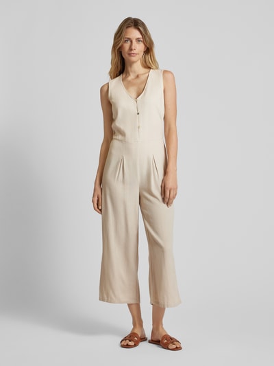 Vero Moda Jumpsuit met korte knoopsluiting, model 'MYMILO' Taupe - 4