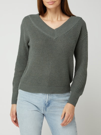 Only Pullover mit V-Ausschnitt Modell 'Melton' Dunkelgruen 4