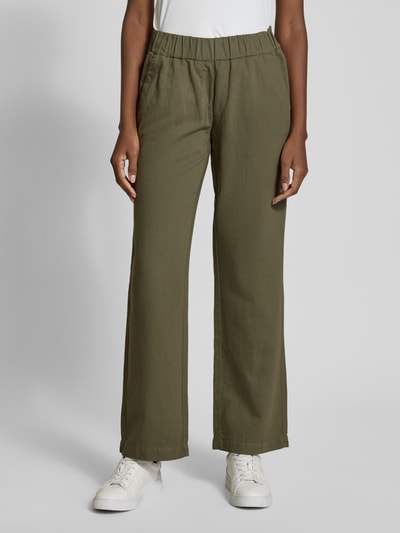 TONI Wide leg jeans met elastische band, model 'Pia' Olijfgroen - 4