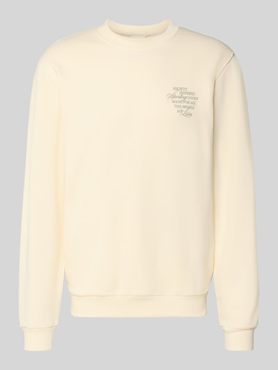 Produktfoto, cremefarbenes Sweatshirt mit Rundhalsausschnitt und Statement-Print, Baumwolle, Loose Fit, Sweatshirt mit rückseitigem Motiv-Print Modell 'Ben Faience' von Les Deux