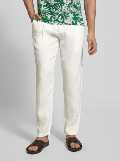 Marc O'Polo Tapered Leinenhose mit Bundfalte Modell 'OSBY JOGGER' Offwhite 4