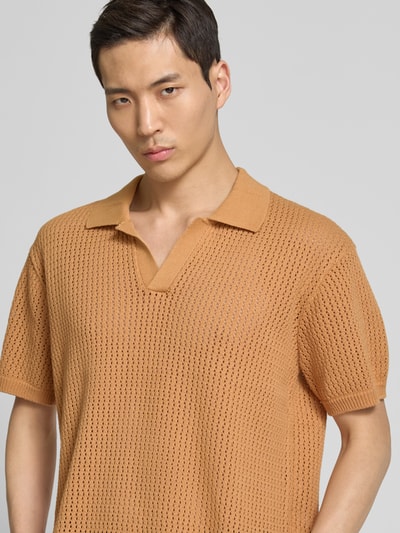 Casual Friday Regular fit poloshirt met ajourpatroon, model 'ASTON' Oranje - 3