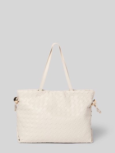 Produktfoto, Tote Bag in Leder-Optik Modell 'Riccy' von Liu Jo White in Flecht-Optik, schmale Schulterriemen, Hauptfach mit Magnetverschluss, Reißverschlussfach innen, Maße 40x30x17 cm, Länge Schulterriemen 57 cm, Farbe hell-creme, strukturierte Oberfläche